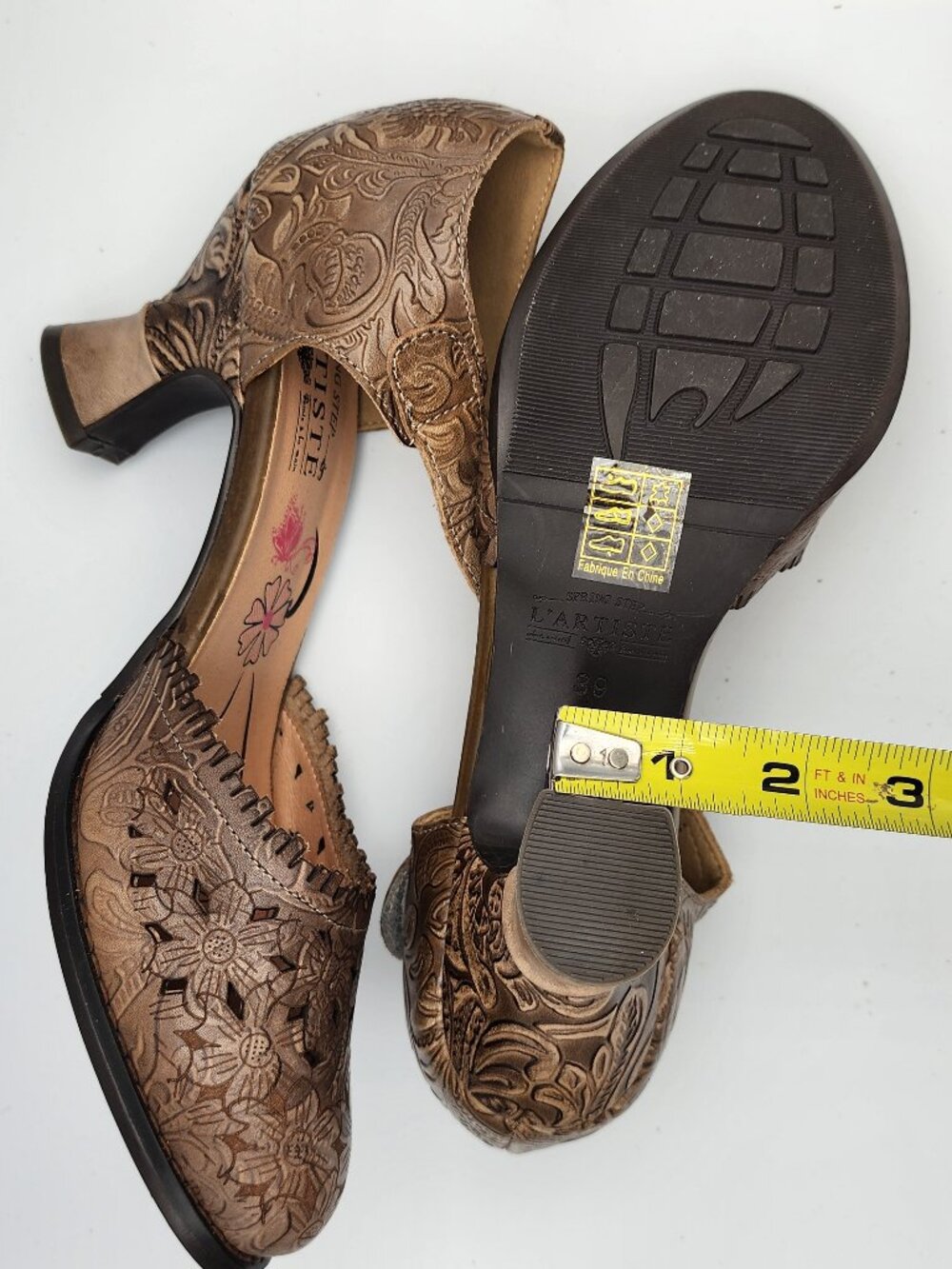 "Visionary" Embossed Leather Mary Jane Heels by L'Artiste | Women's 8.5 - Picture 15 of 17